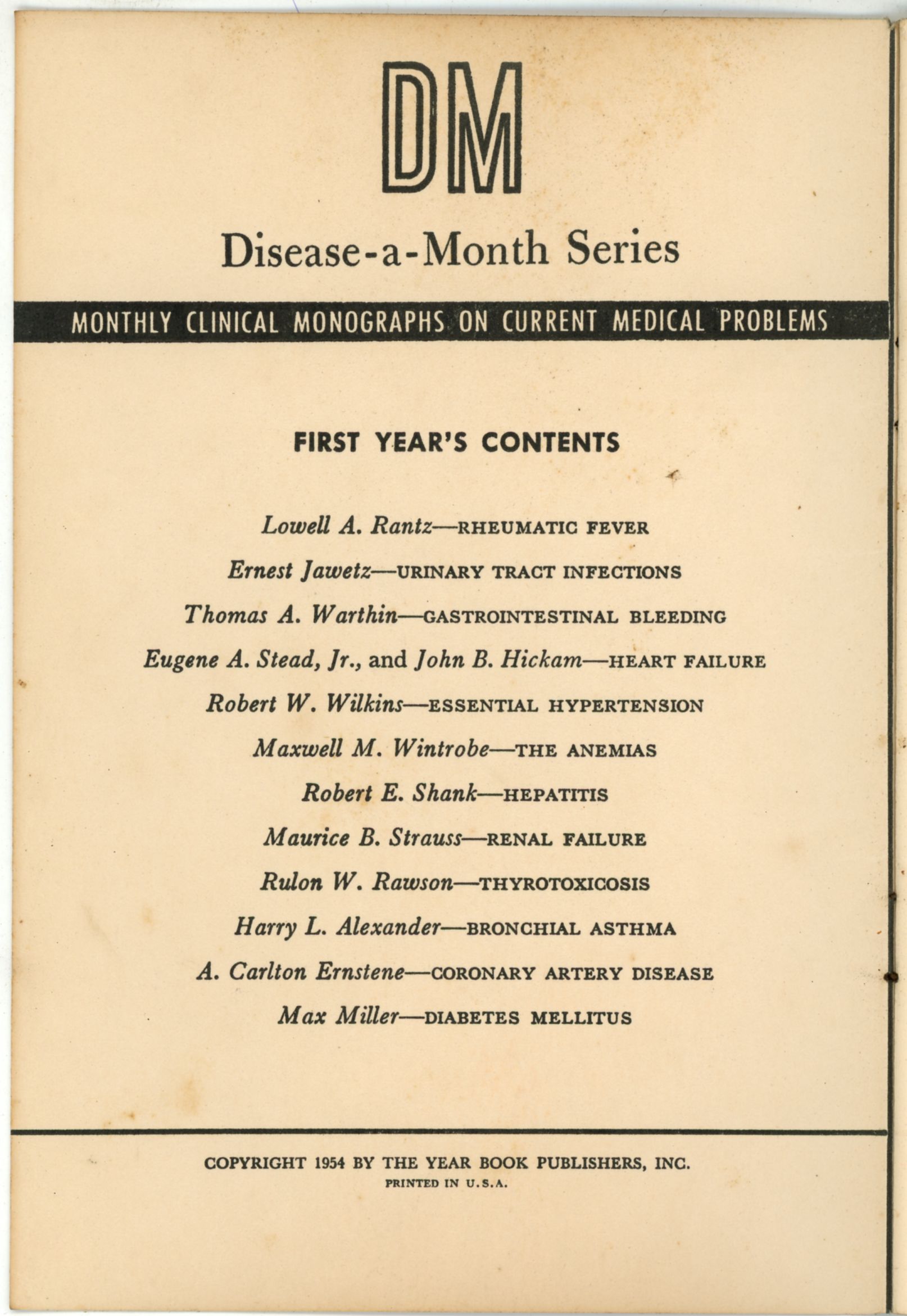 1954年10月號Disease-a-Month雜誌｜國家文化記憶庫2.0