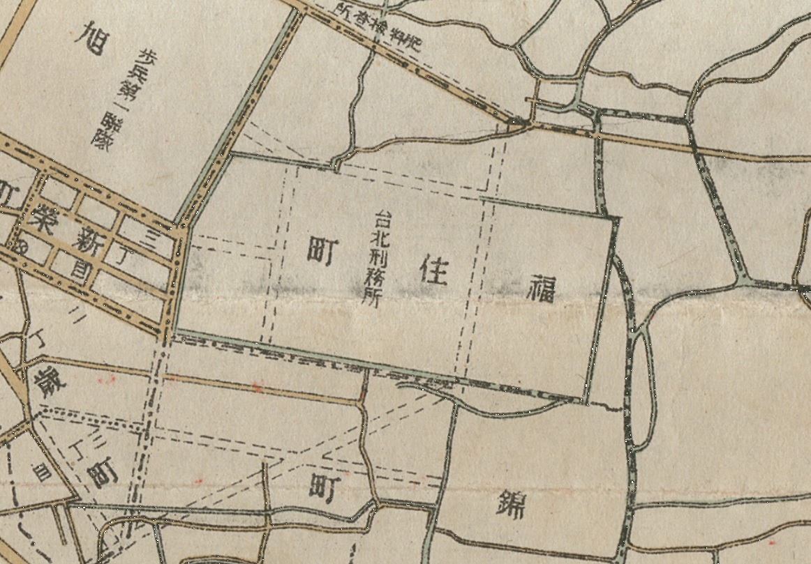 1927年（昭和二年）臺北市街圖，臺北刑務所位於福住町