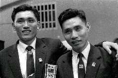 圖為被寄予奪牌希望的兩位選手，左為楊傳廣，右為陳英郎